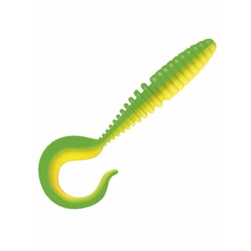 Приманка ZUB-TWIST 75 мм-6 шт, (цвет 407) зеленый верх - желтый низ
