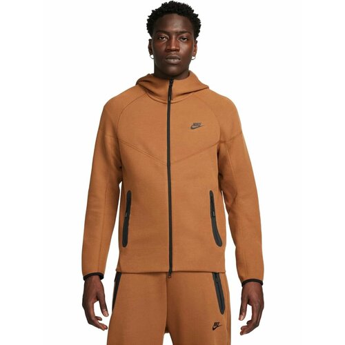 фото Толстовка nike m nk tch flc fz wr hoodie, размер s, , коричневый