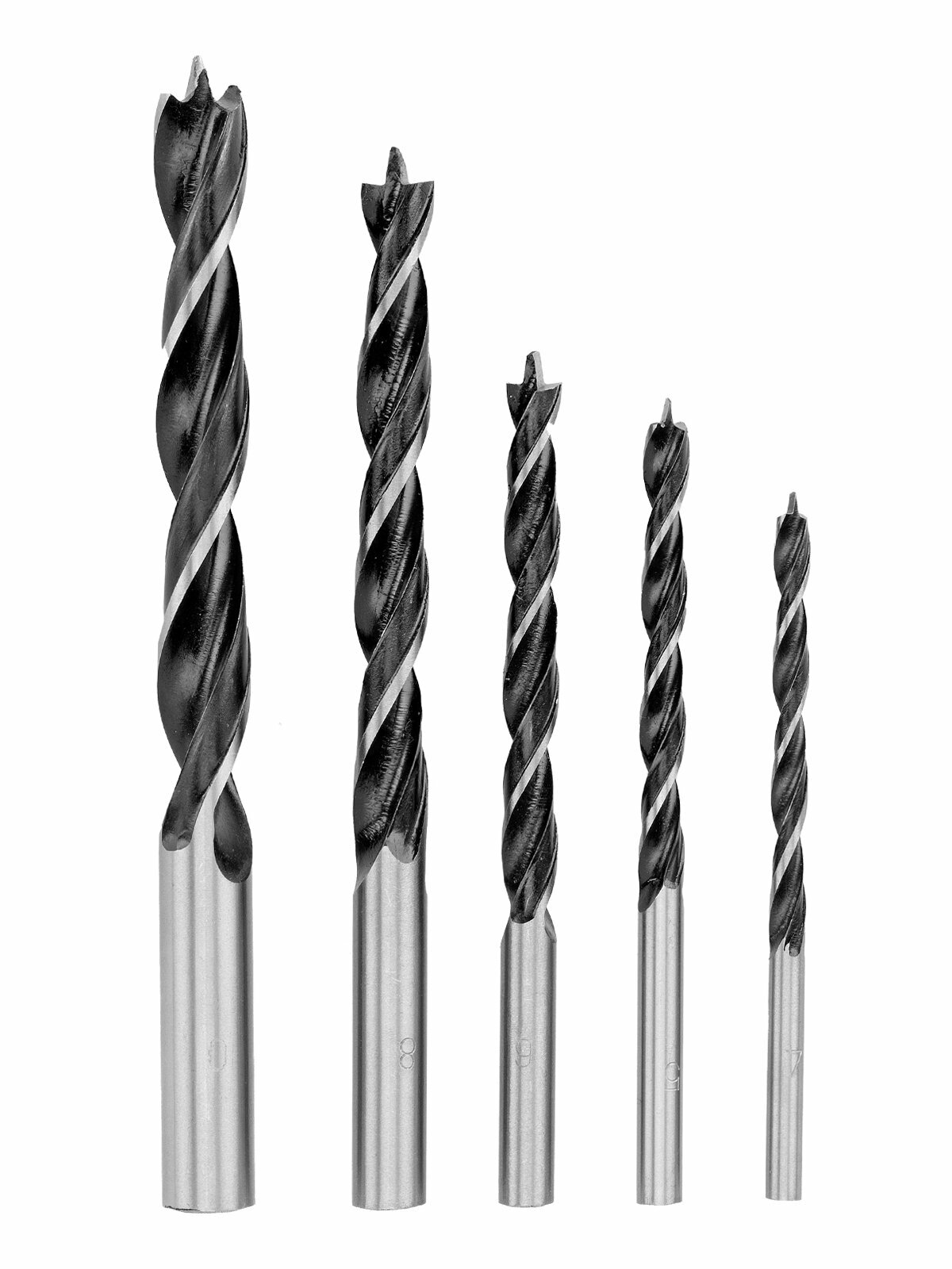 Сверла по дереву Sparta 4 5 6 8 10 мм набор из 5 штук цилиндрический хвостовик сталь 45 702105