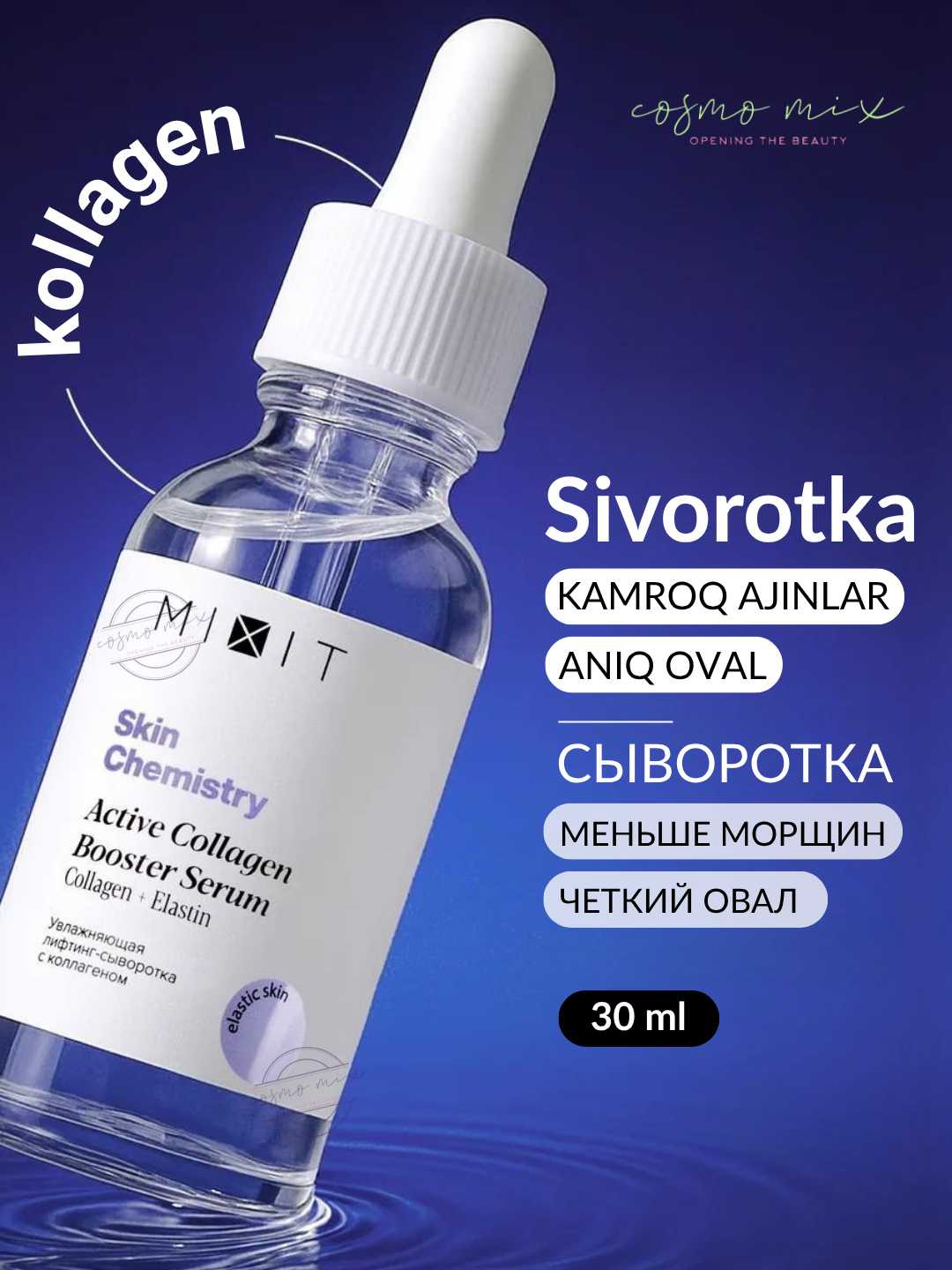 MIXIT Active Collagen Booster Serum — антивозрастная сыворотка с коллагеном, 30 мл