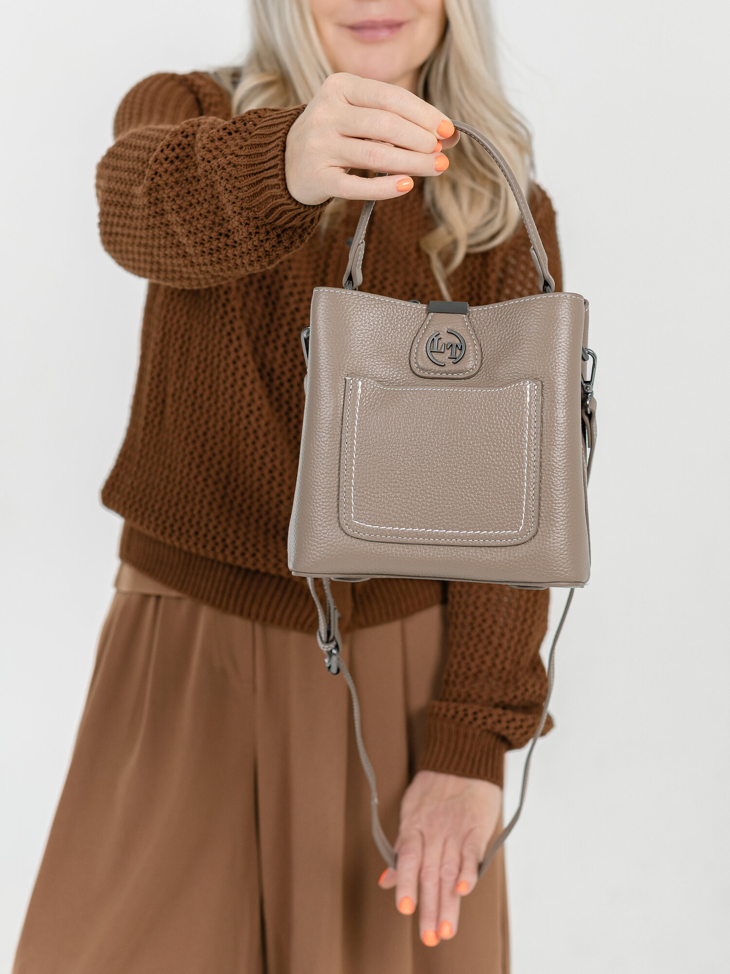 Сумка тоут LANOTTI, фактура зернистая, бежевый — фото 1