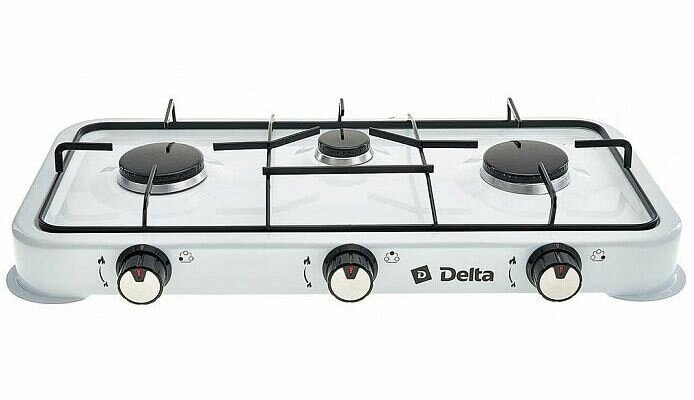 Газовая настольная плита DELTA D-2207 3 конфорки белый