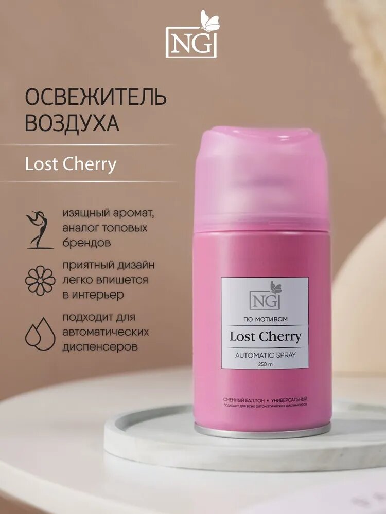 Освежитель воздуха Автоматик NEW GALAXY Home Perfume, сменный баллон для освежителя, 250мл, Lost Cherry