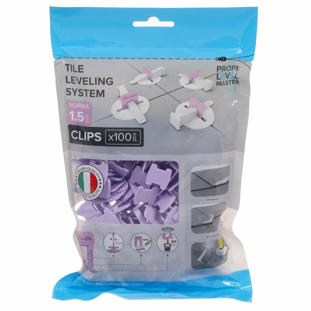Зажимы для выравнивания плитки PLM 15 мм 100 шт СВП Norma пластиковые