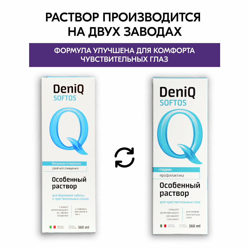 Раствор для контактных линз DenIQ SOFTOS 360 мл, улучшенный состав — фото 1