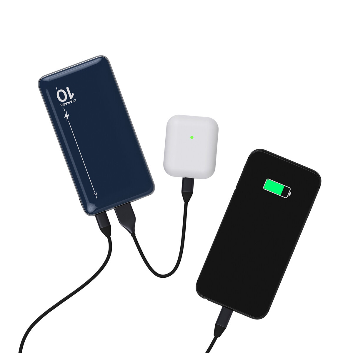 Внешний аккумулятор 10000 мАч Lyambda Power Delivery 20W + QC3.0 Slim LP303 Dark Blue — фото 1
