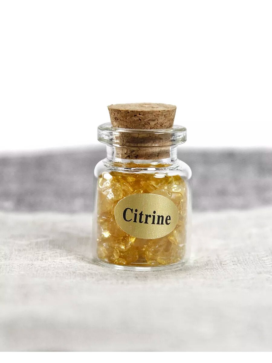 Цитрин в баночке, 2-3 мм, стекло - оберег