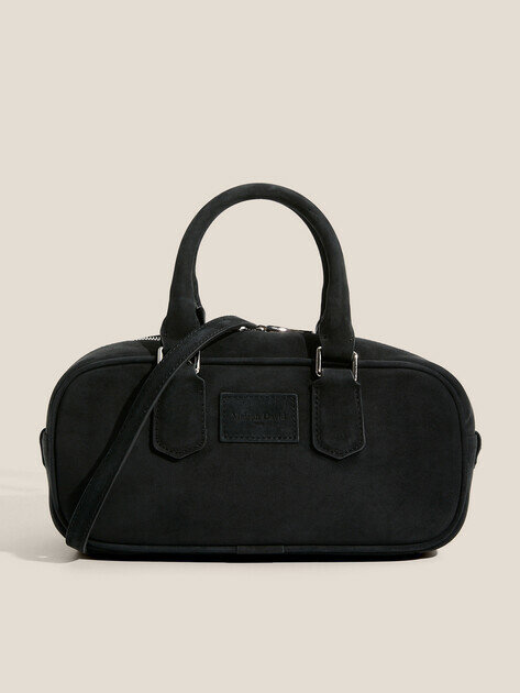 Сумка Maison David, фактура бархатистая, черный