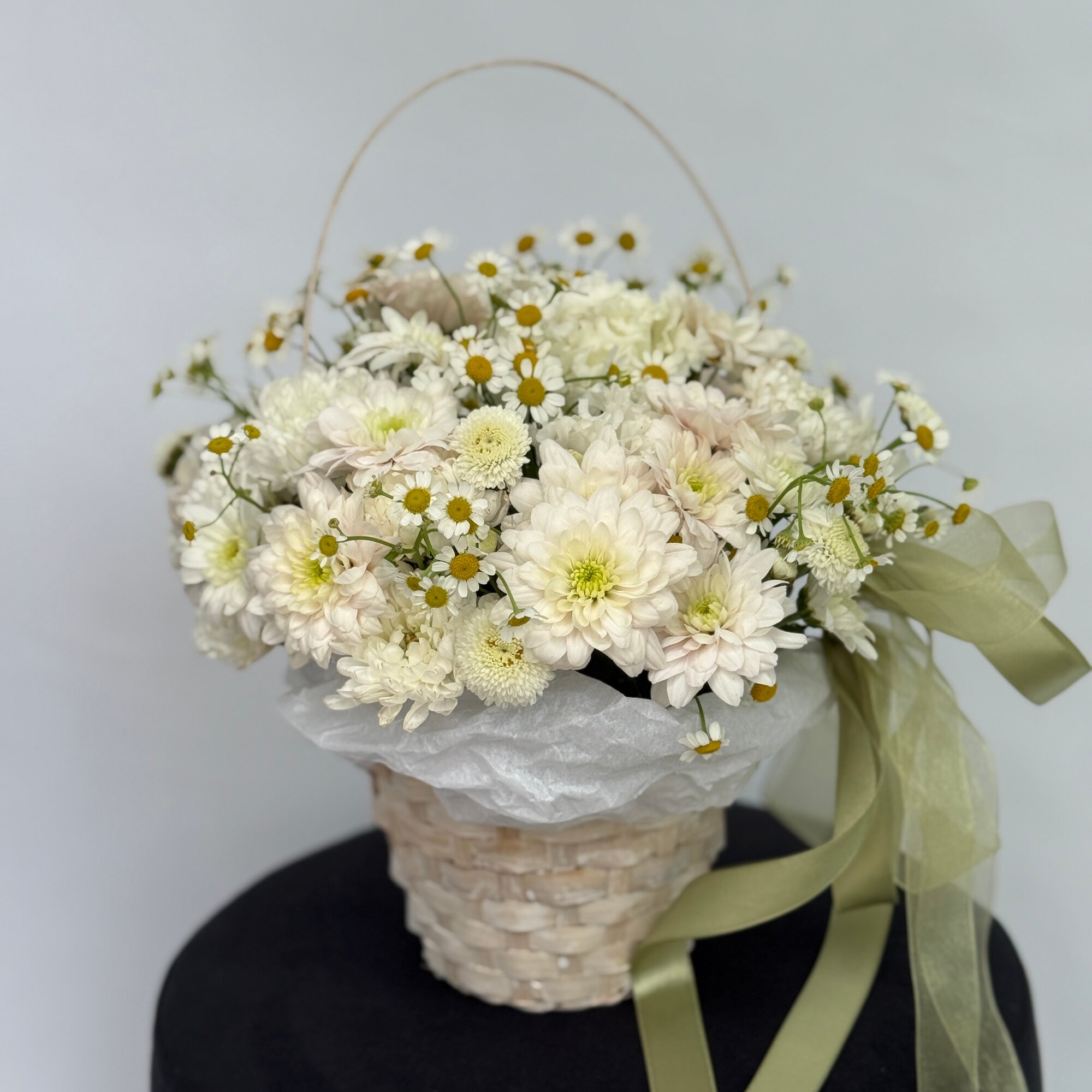 Мини корзинка из хризантем