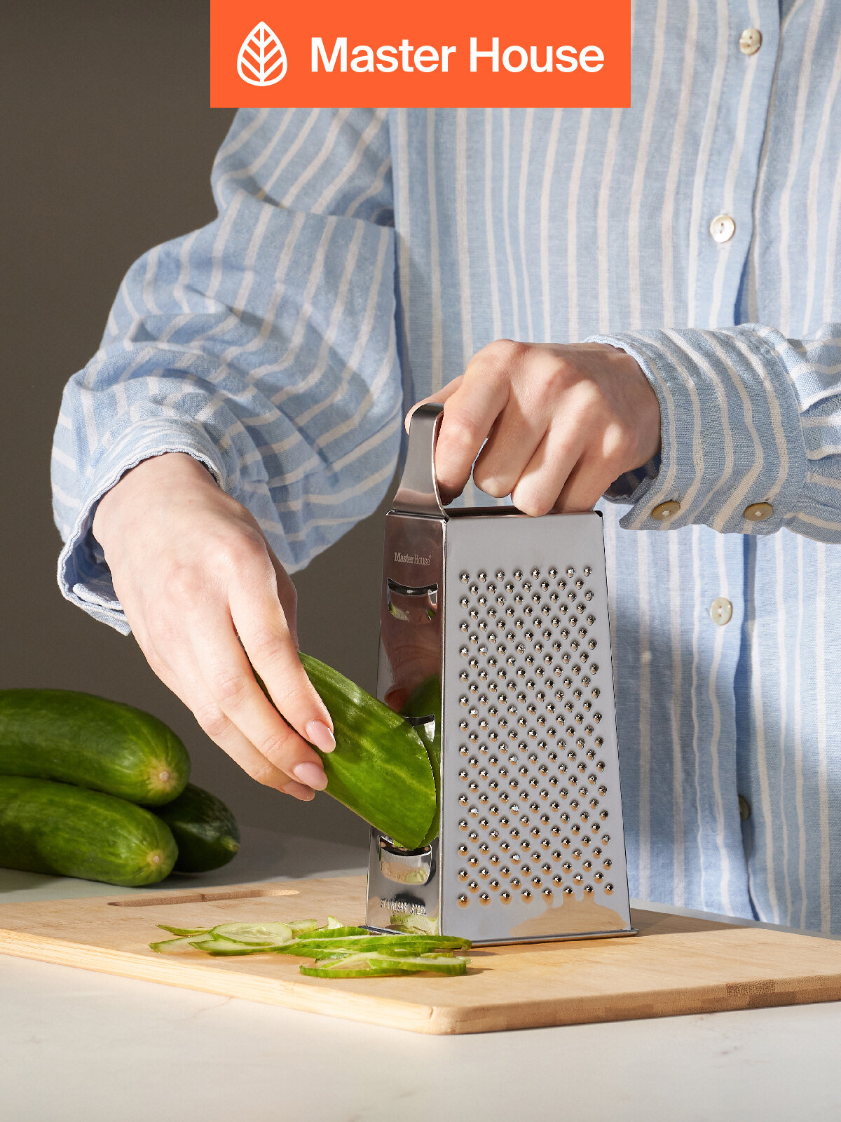 Терка для овощей Master House модель Аквамарин ручная 4 грани нержавеющая сталь — фото 1
