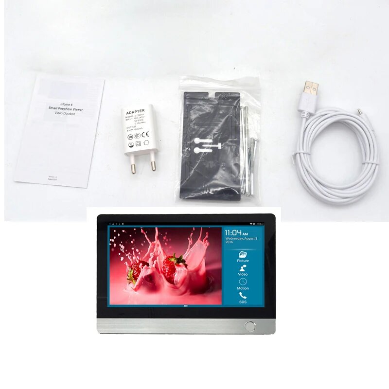 Rollup Ihome4 умный домашний домофон дверной просмотрщик беспроводное видео WIFI визуальный дверной экран монитор без дверного звонка удаленное наблюдение  Silver