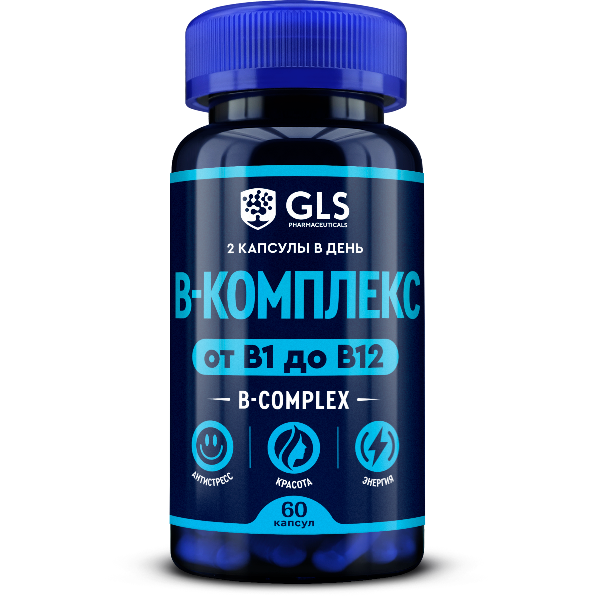 Комплекс витаминов GLS Pharmaceuticals, В-комплекс, 60 капсул — фото 1