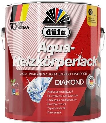Эмаль для Отопительных Приборов Dufa Aqua-Heizkorperlack 0.75л без Запаха Белая Глянцевая / Дюфа Аква Хейзкорперлак.