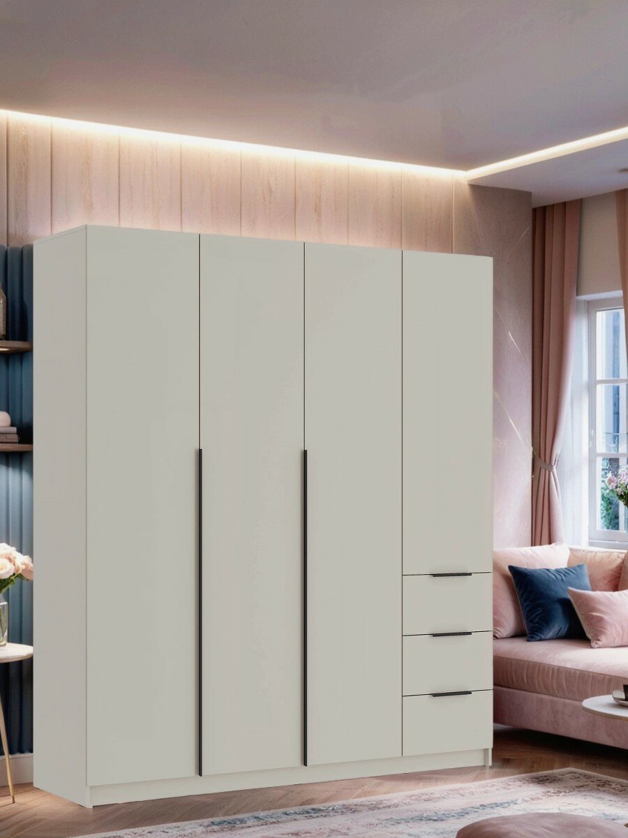 Шкаф вентуро ШК-003 4-створчатый с ящиками 180 см x 207 см x 51 см