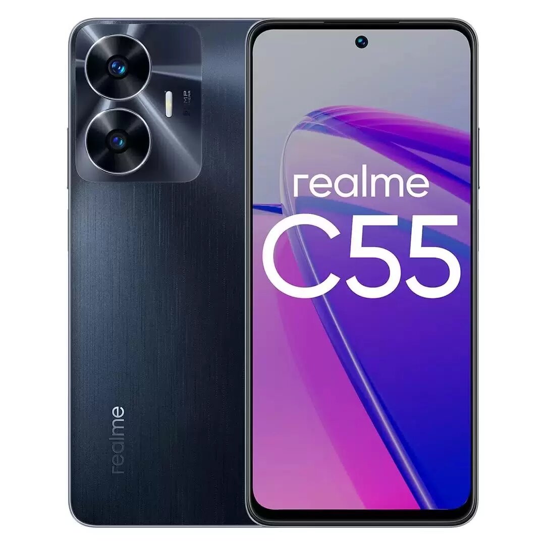 Смартфон от бренда Realme C55 8/256 GB, черный (black), 6.72" 1080x2400