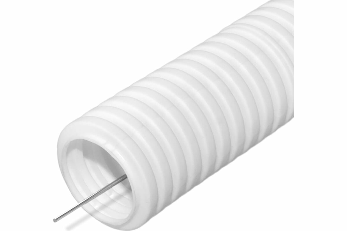 Промрукав Труба гофрированная ПЛЛ легкая безгалогенная HF негорючая НГ белая с/з д20 100м PR02.0215