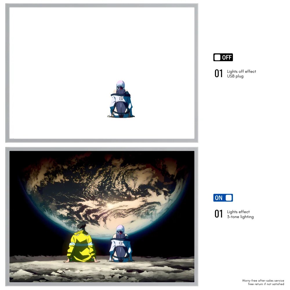 KUALOOL Реактивный светодиодный ночник аниме-киберпанк, USB Plug, Large(21.5x30.5cm), Синий