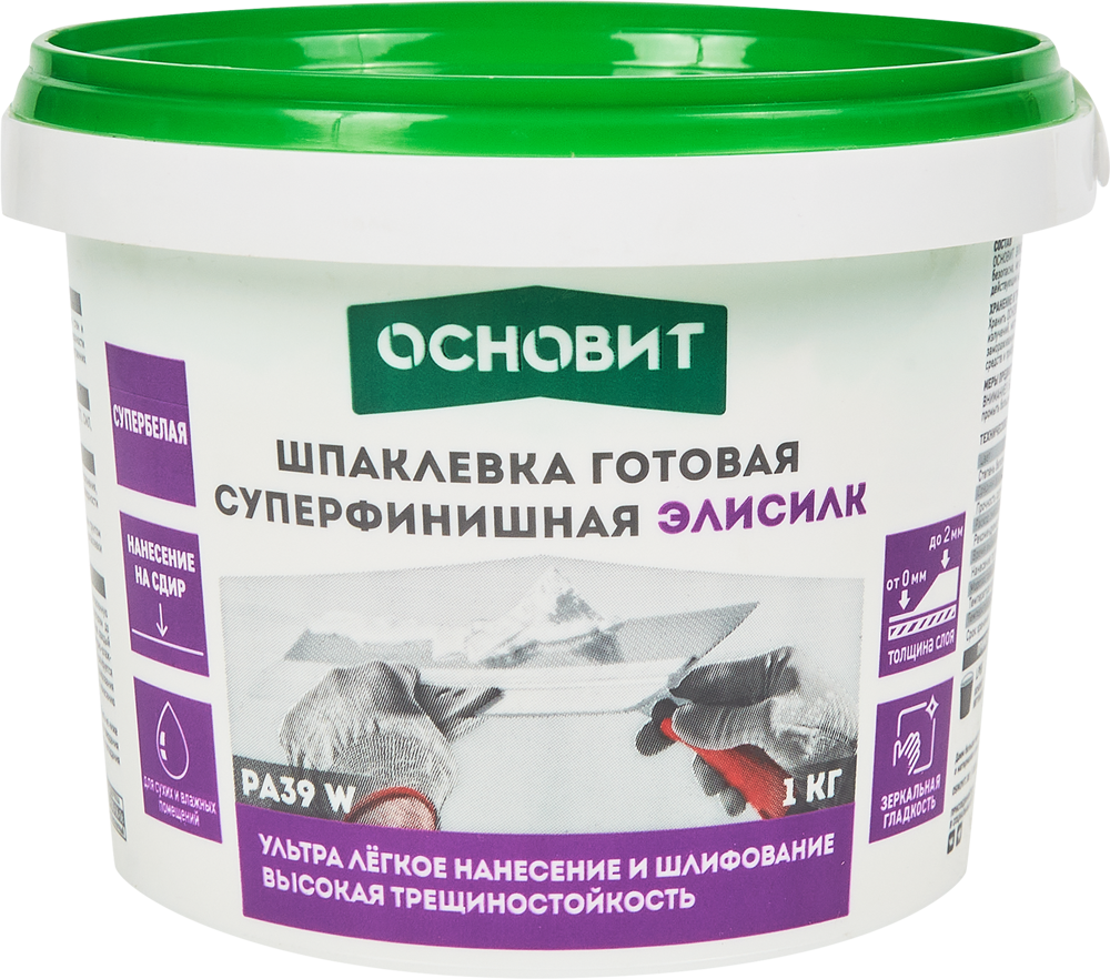 Основит Элисилк PA39 W шпаклевки готовая суперфинишная супербелая (1кг)