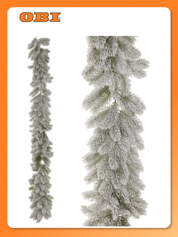 Гирлянда искусственная еловая заснеженная пластик 180 см