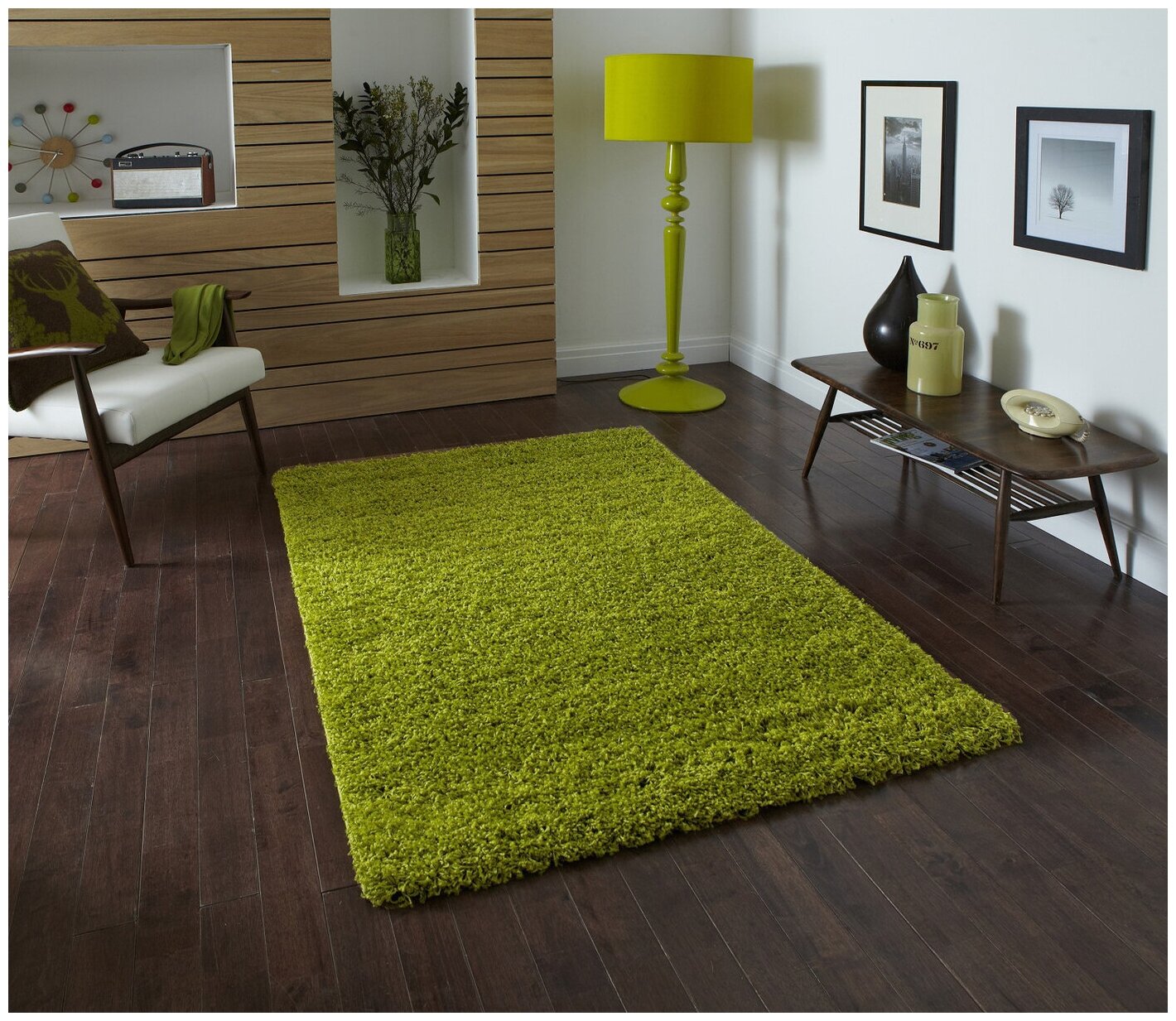 Ковер-шегги STAR CARPET Comfort однотонный зеленый 16x23м