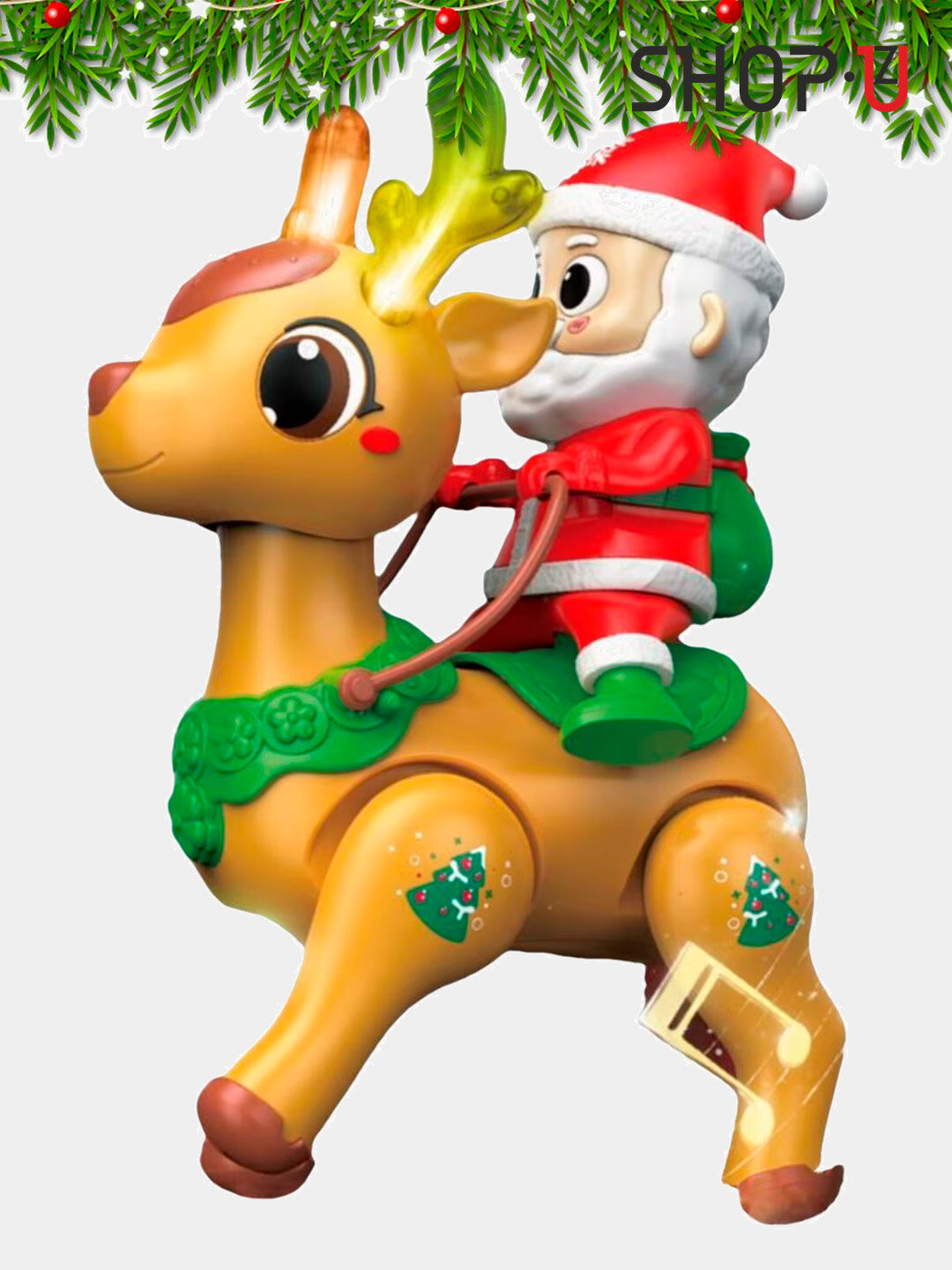 Новогодняя игрушка Дед Мороз, олень, снеговик, ёлка, музыкальный