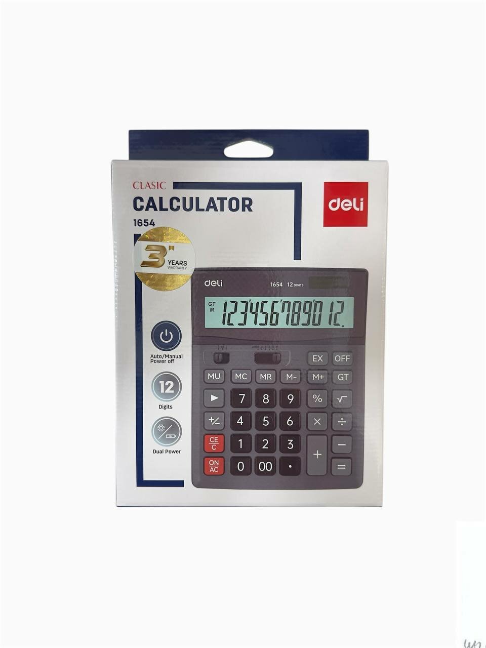 Калькулятор настольный Deli 1654 12-разрядный крупный дисплей