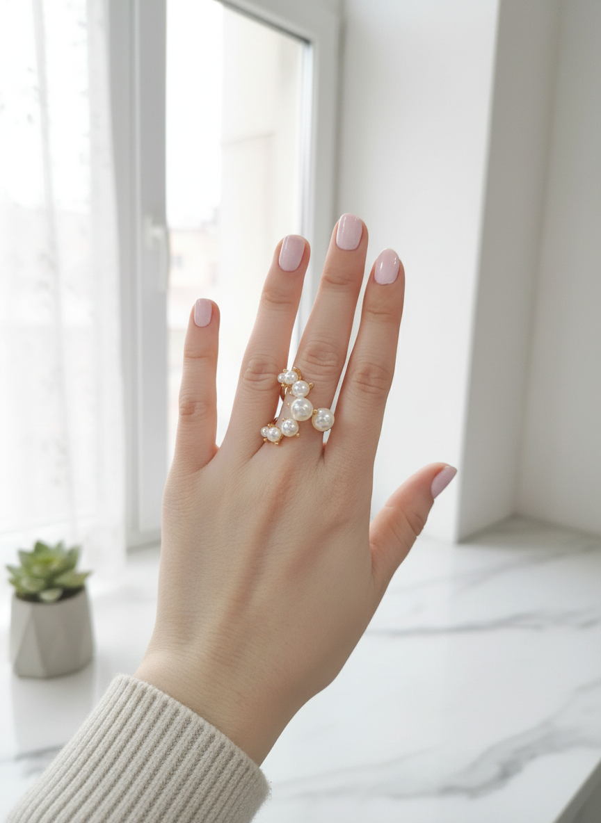 Кольцо-кулон, жемчуг имитация