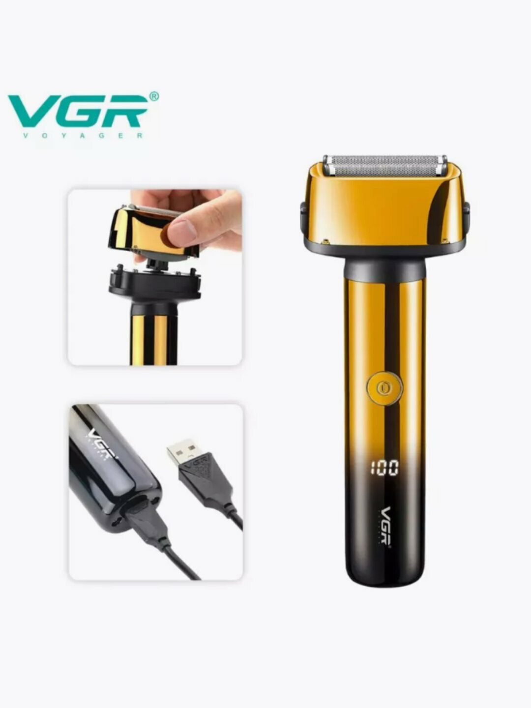 Электробритва VGR V-367, для бороды, усов и бакенбард, 3 в 1