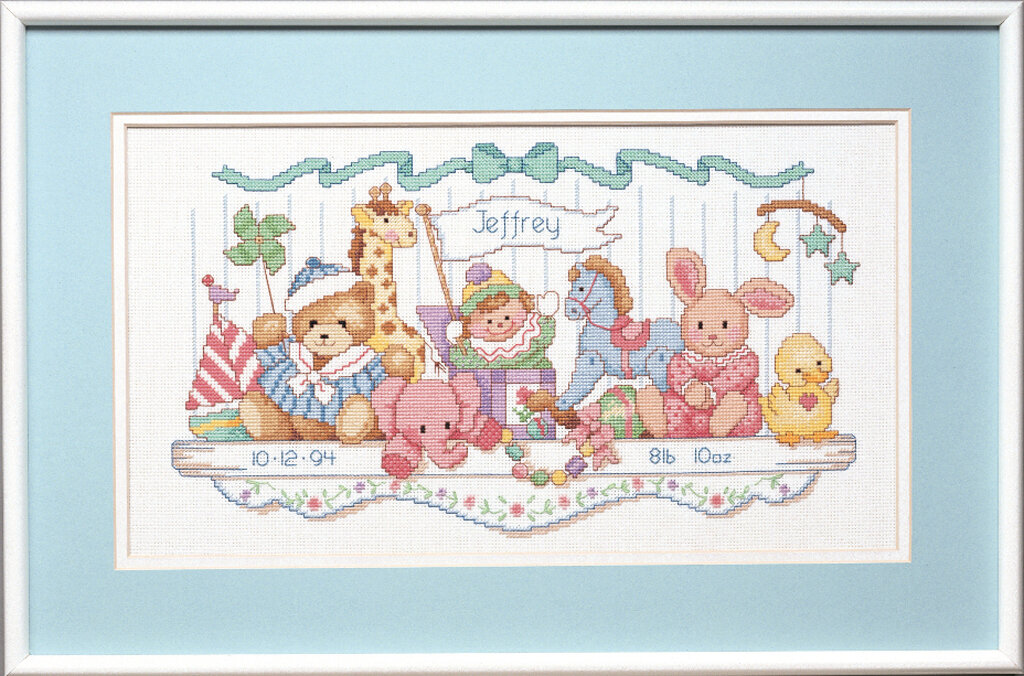 03729 Набор для вышивания крестом DIMENSIONS Toy Shelf Birth Record "Детская метрика. Полка с игрушками"