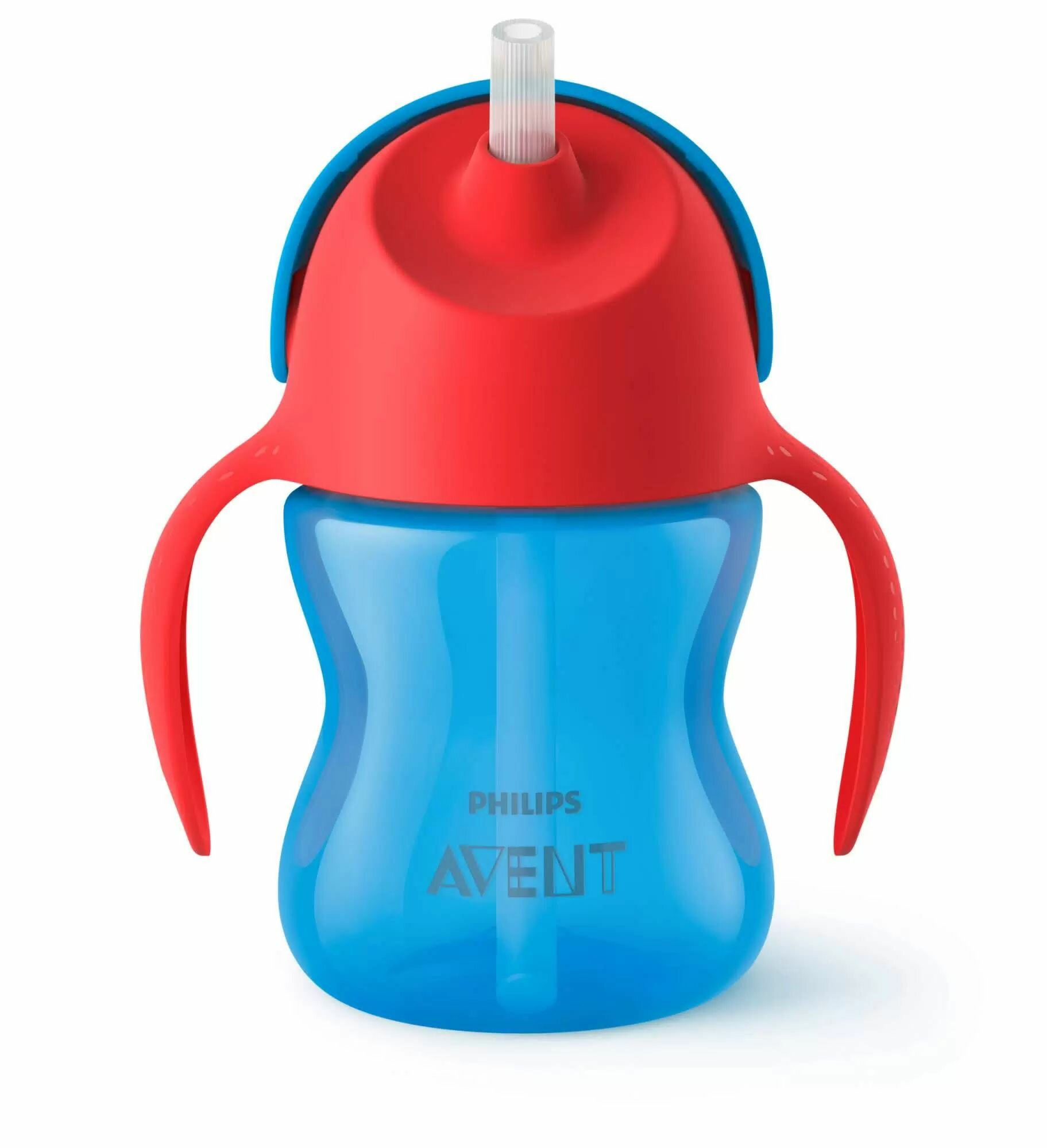 Чашка с трубочкой Philips Avent 9+, синий с красным, 210 мл (SCF796/01) - фото №1
