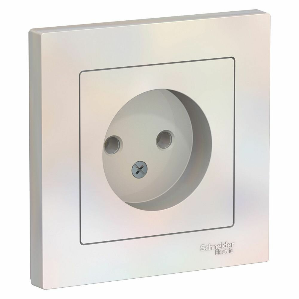 Розетка без заземления 16А в сборе SE AtlasDesign, жемчуг ATN000440