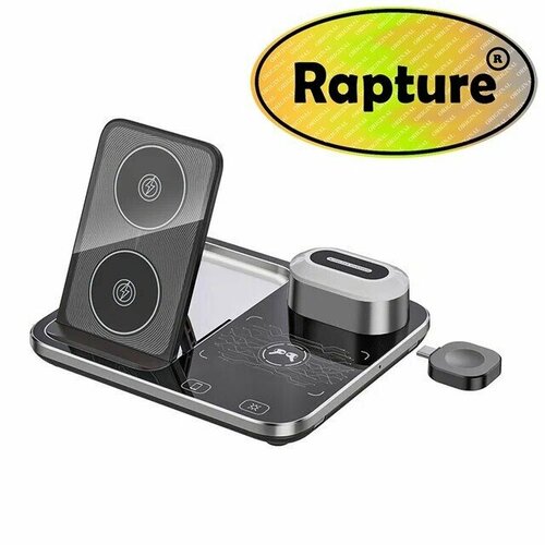 Беспроводная зарядка 3 в 1 для телефонов зарядник для смартфона и наушников iPhone XiaomiДок станция для AirPods Pro и часов Apple Watchчерный 3640₽