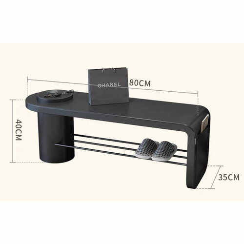 Банкетка дизайнерская Timeo обитая экокожей Черный цвет 80 см 41040₽