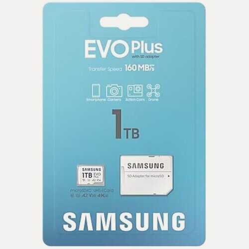 Изображение товара Карта памяти Samsung micro SDXC 1Tb EVO Plus UHS-I U3 V30 A2 + ADP 160 Mb/s
