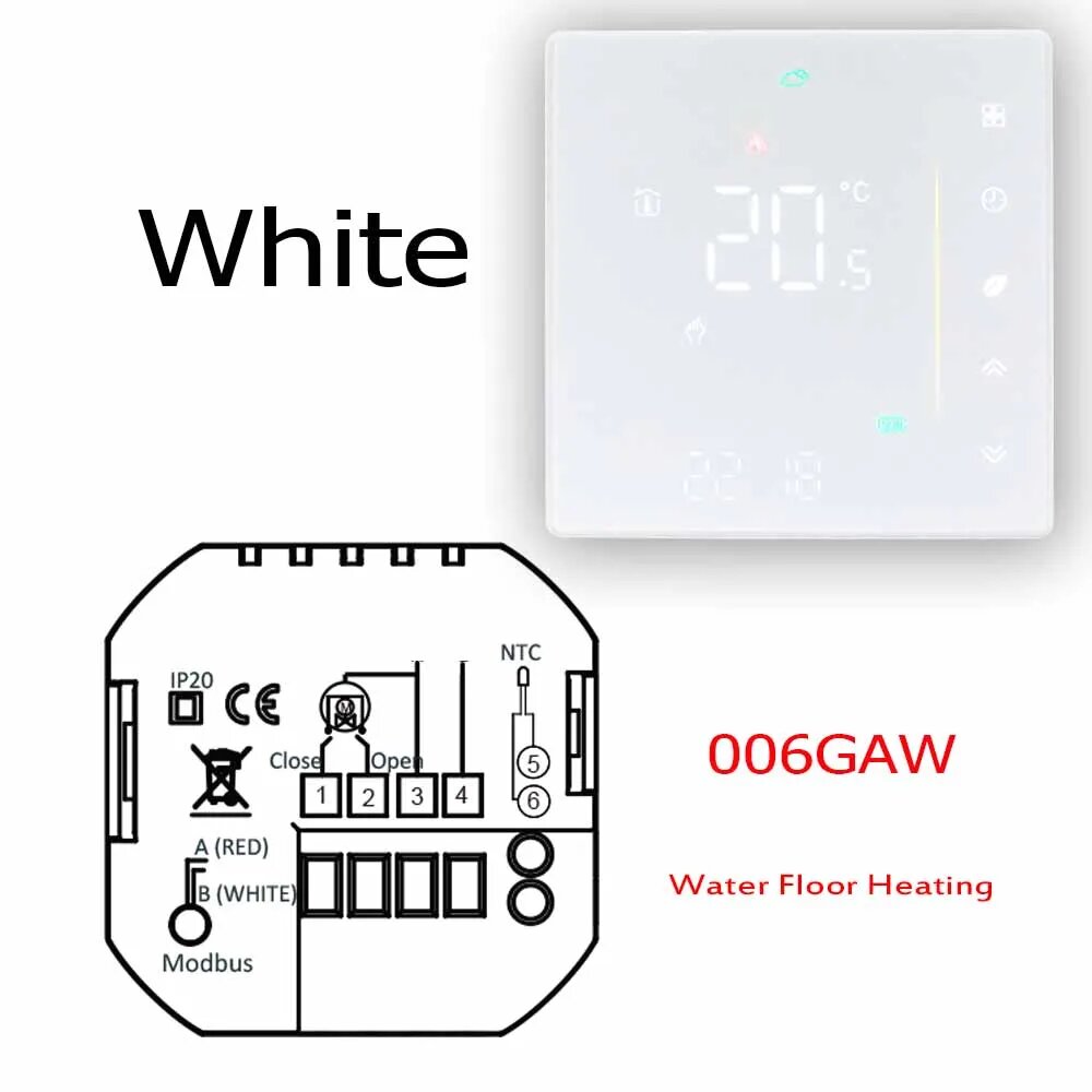 Термостат для теплого пола BHT-006 006GAW-white 95-240VAC