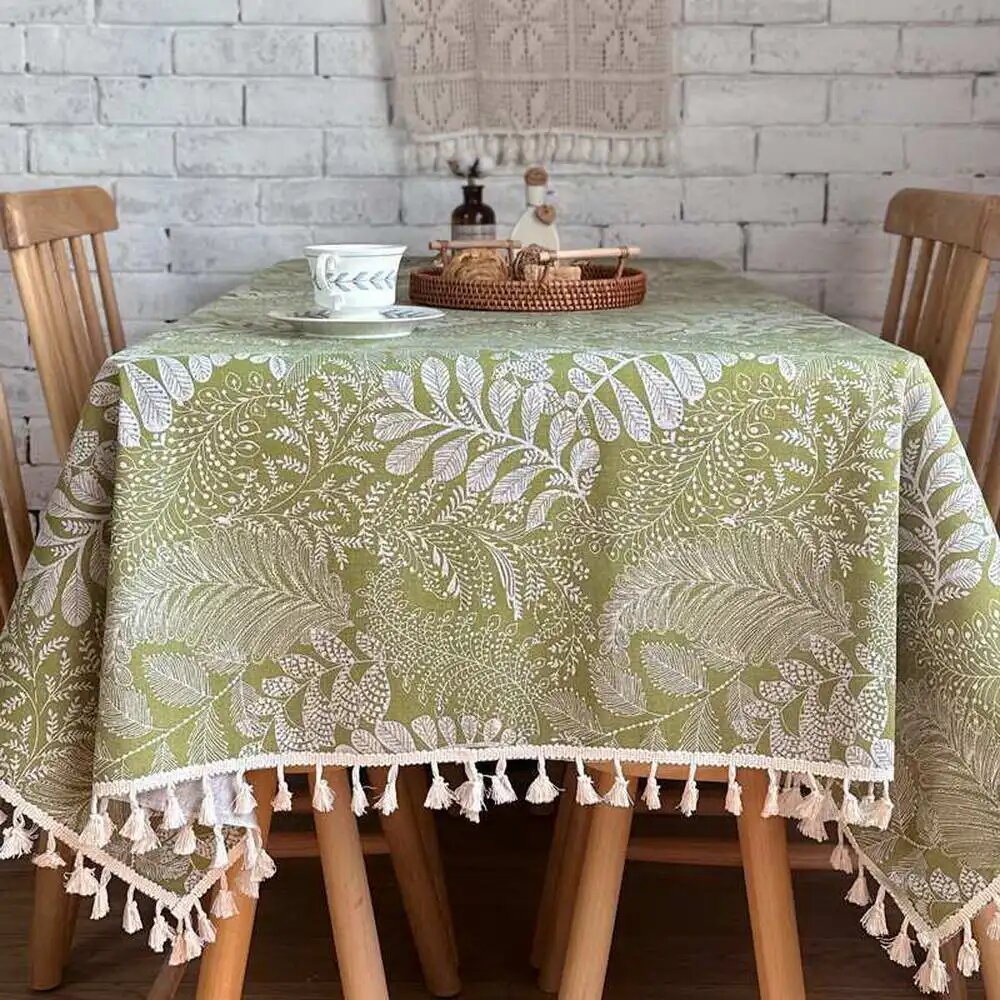 Скатерть из хлопка и льна зеленая Black Ant, Green, 100x140cm 1pc