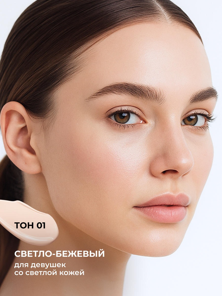 BB крем для лица Latte Beauty 01 Натуральный бежевый тональный крем с SPF 15, увлажняющий, матирующий, эффект фотошопа — фото 1