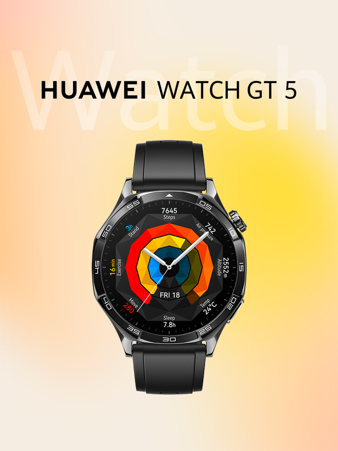 Смарт-часы HUAWEI Watch GT 5, 46 мм черный, спортивные часы, Bluetooth-звонки, Android/iOS, 7 дней работы