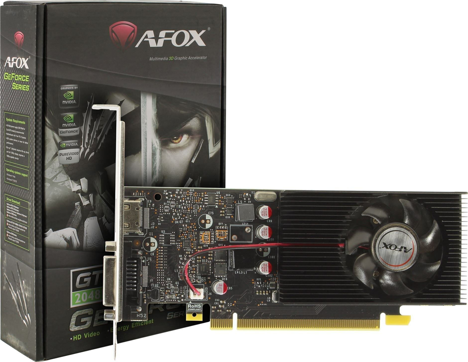 Видеокарта PCI-E Afox 2GB GDDR5 64bit 16nm 1228/6000MHz DVI-D/HDMI RETAIL - фото №4