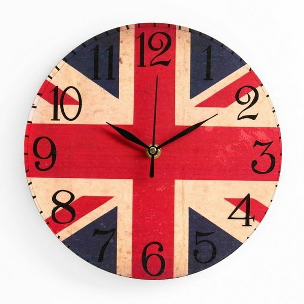 Часы настенные, серия: Интерьер, "Британский флаг", дискретный ход, d-23 см