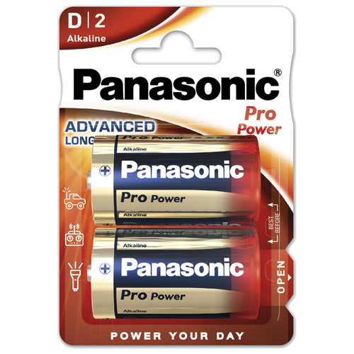 Батарейка Panasonic Pro Power LR20XEG/2BP, D щелочная, 2 шт