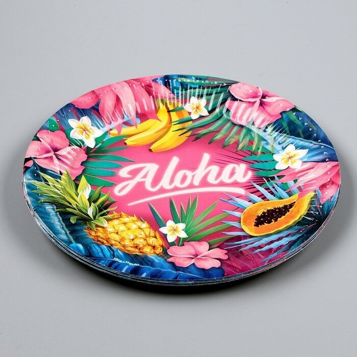 Тарелка бумажная Aloha, набор 6 шт, 18 см 7665080