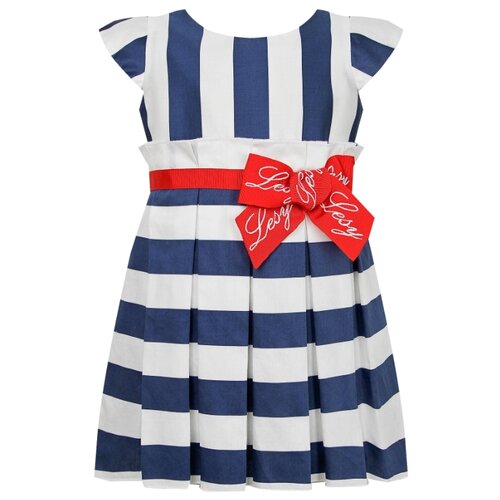 Платье Lesy размер 116, белый/синий/полоска