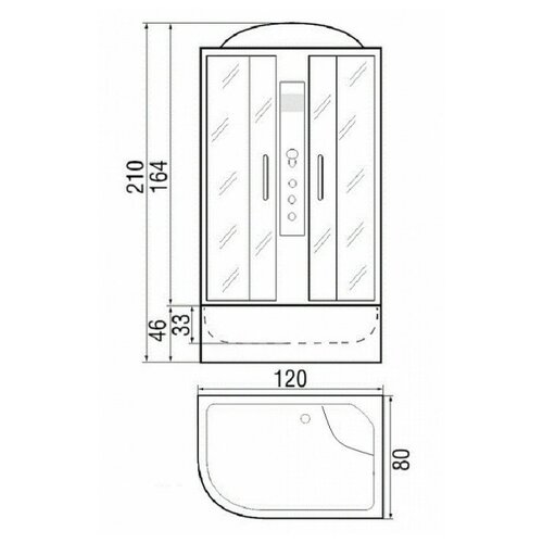 Душевая кабина RIVER Dunay 120/80/44 МТ R 120х80 с поддоном