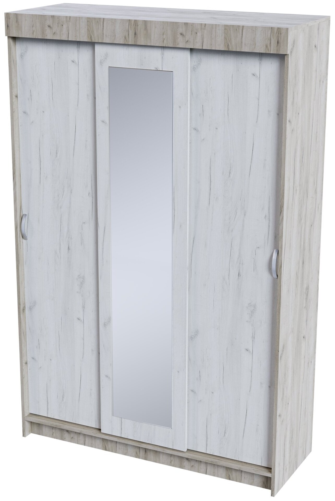 Светлый Шкаф-купе с зеркалама для одежды в прихожую, спальню или гостиную 130см дуб крафт серый/дуб крафт белый - СМ0708