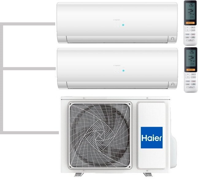 Haier Mульти сплит-система на 2 комнаты HAIER AS25S2SF1FA-W X 2 / 2U40S2SM1FA