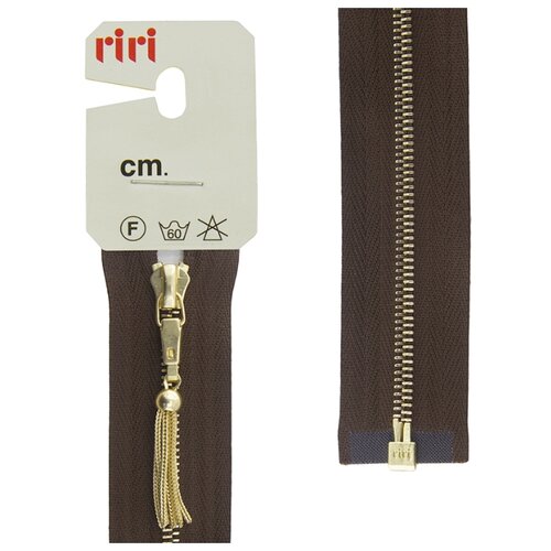 фото Молния металл, gold, слайдер zuff, 4 мм, разъёмная, 1 замок, 60 см, цвет 2225, коричневый riri