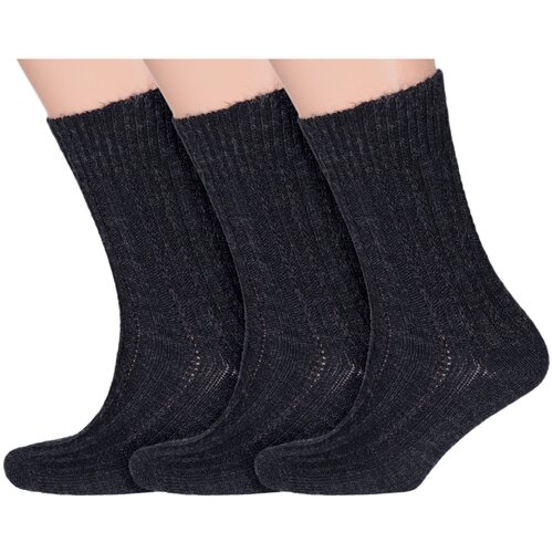 Комплект из 3 пар мужских теплых носков RuSocks (Орудьевский трикотаж) черные, размер 27