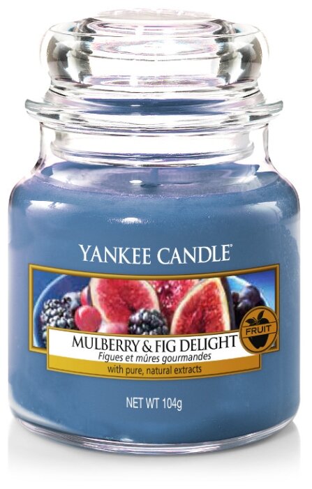 Yankee Candle / Свеча маленькая в стеклянной банке Инжир и ежевика Mulberry & Fig Delight 104гр / 25-45 часов