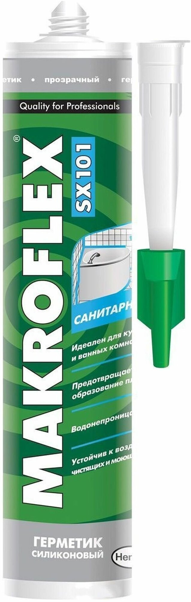 Герметик силиконовый санитарный Makroflex SX101 прозрачный 300 мл